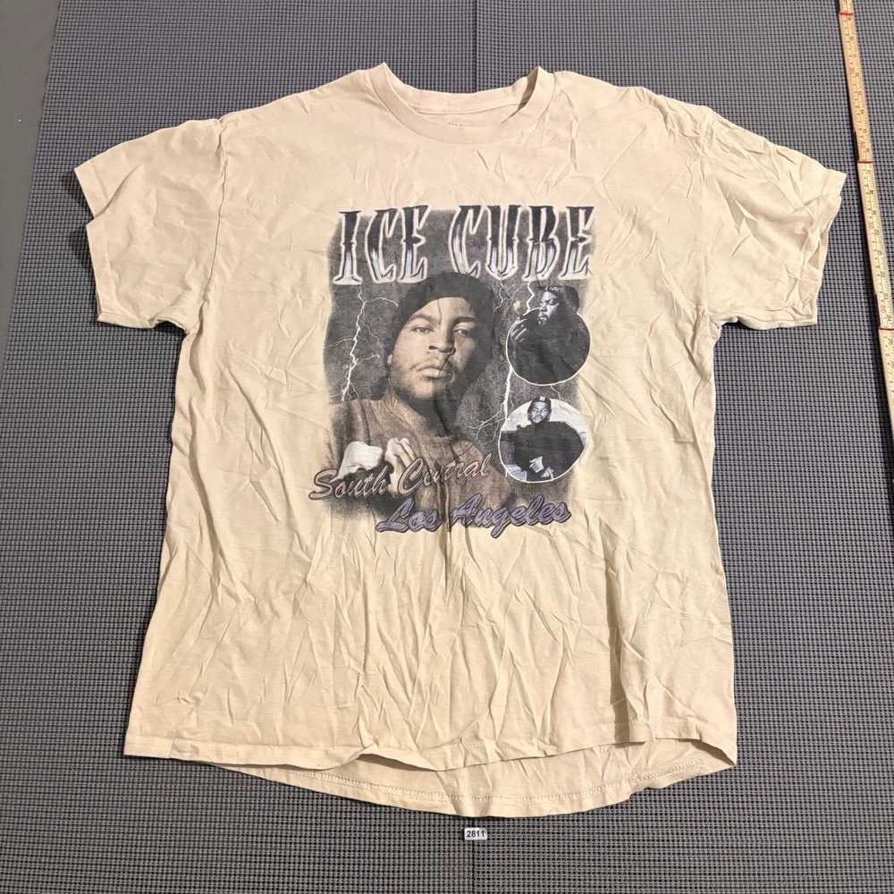 Ice Cube South Central Los Angeles Graphic T-Shirt Tan Mens Size XL